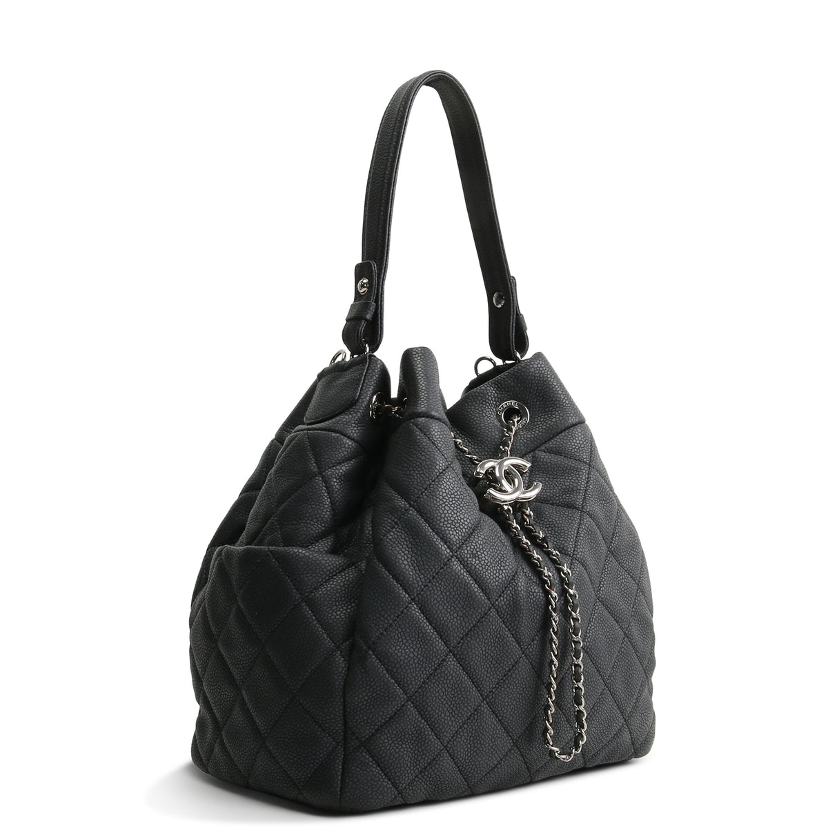 CHANEL Top Handle Bucket Bag w/ Strap - Charcoal