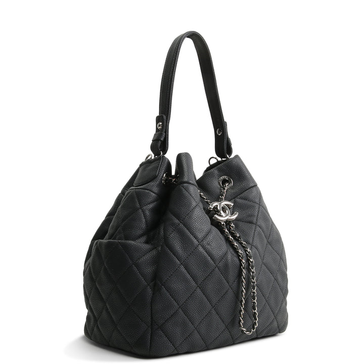 CHANEL Top Handle Bucket Bag w/ Strap - Charcoal