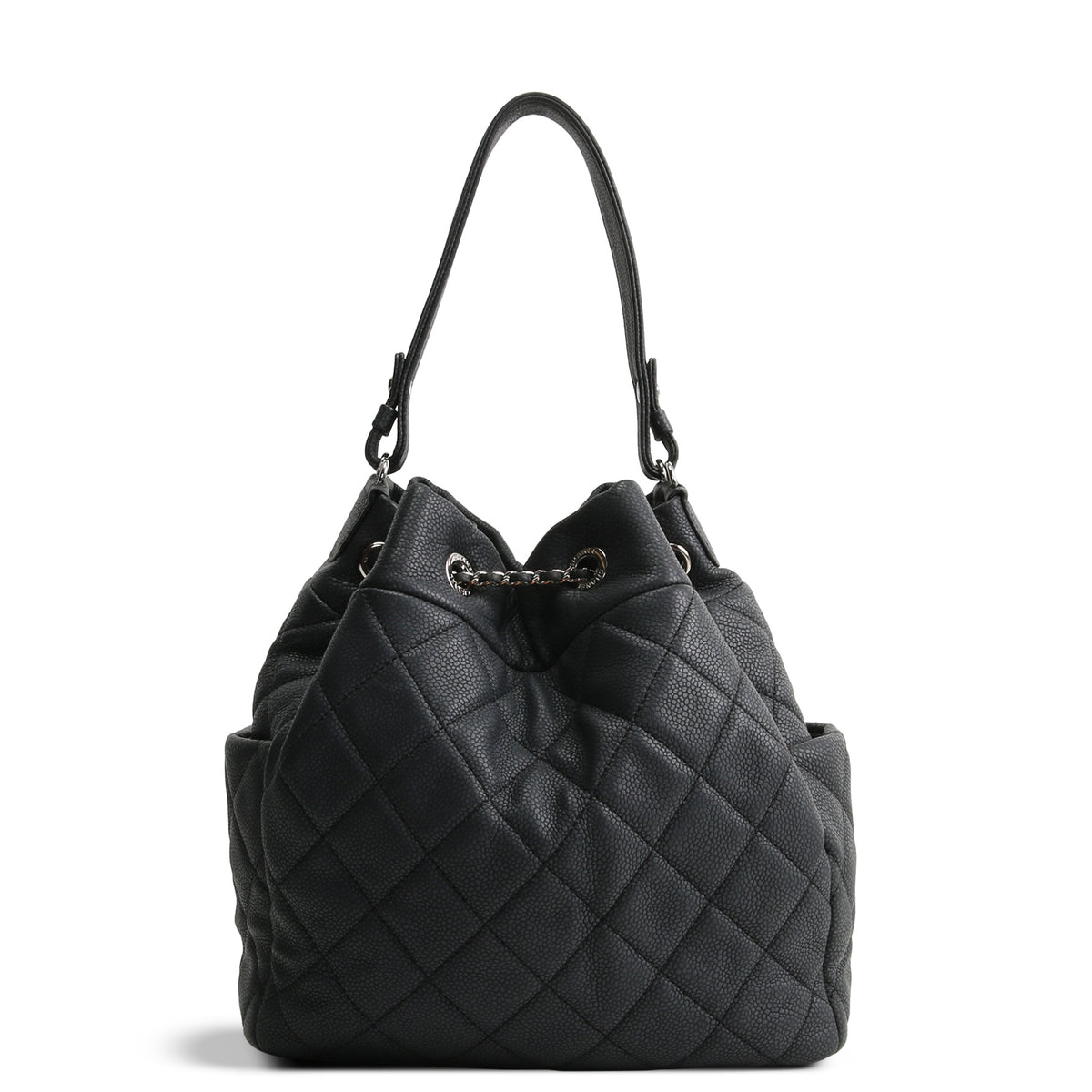 CHANEL Top Handle Bucket Bag w/ Strap - Charcoal