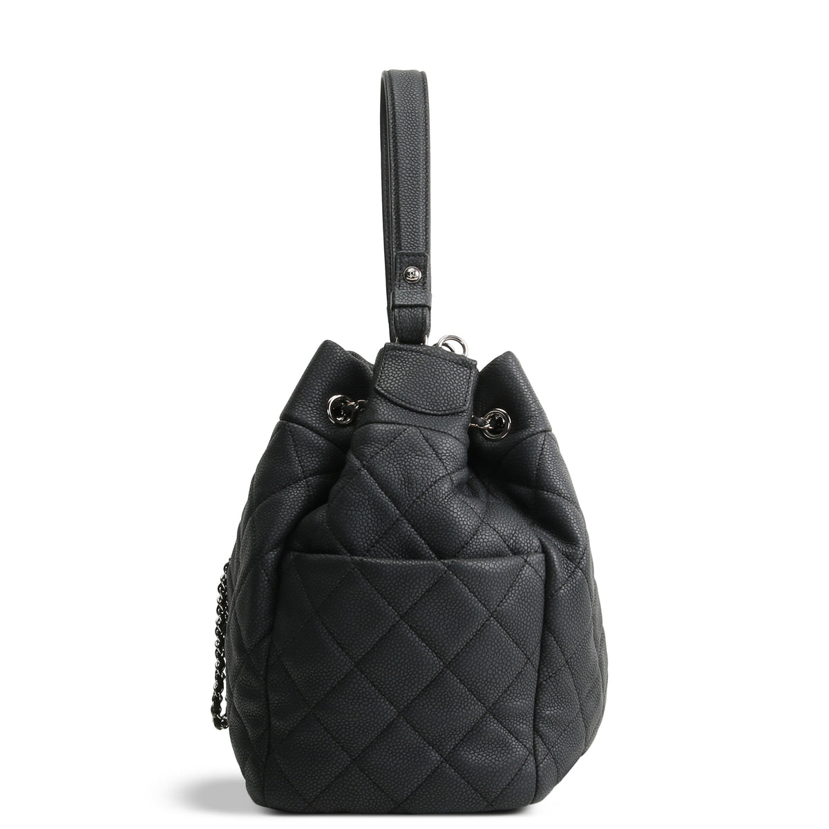 CHANEL Top Handle Bucket Bag w/ Strap - Charcoal