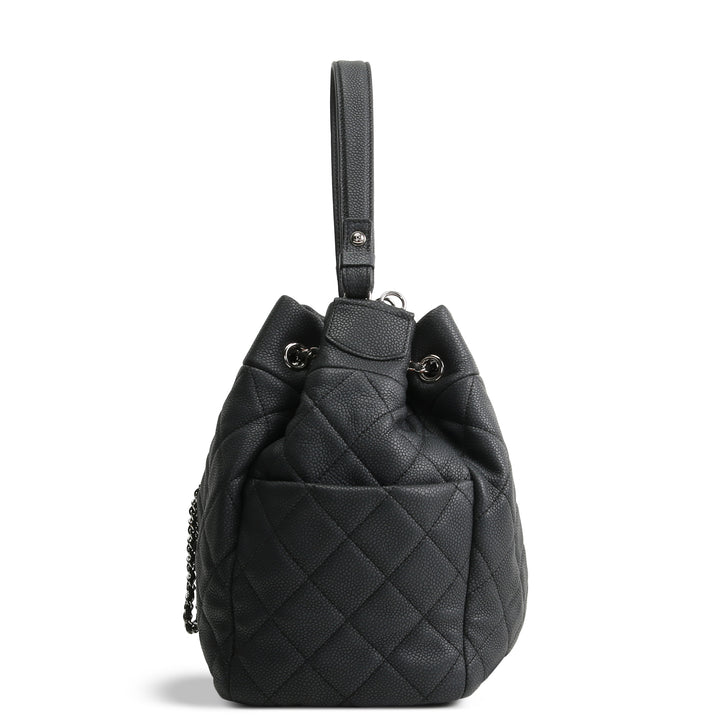 CHANEL Top Handle Bucket Bag w/ Strap - Charcoal