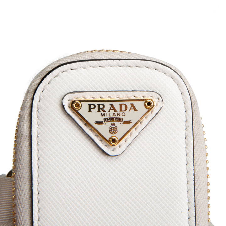 PRADA Saffiano Lux Embossed Logo Tote w/ Strap - Ivory