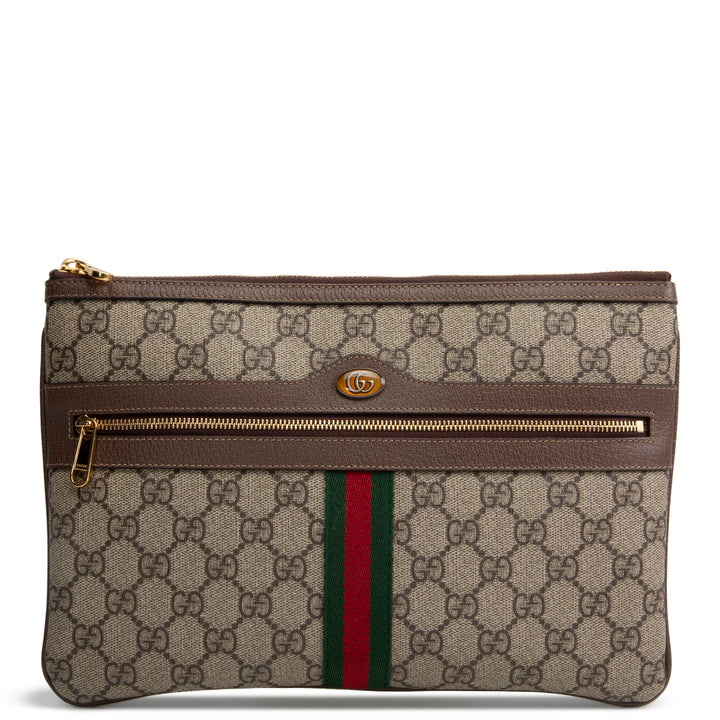 GUCCI GG Supreme Ophidia Pouch - Beige & Ebony