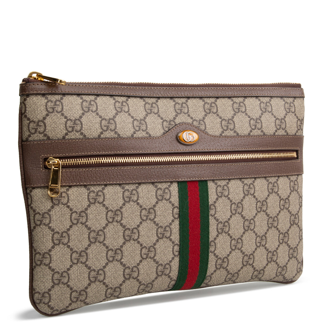 GUCCI GG Supreme Ophidia Pouch - Beige & Ebony