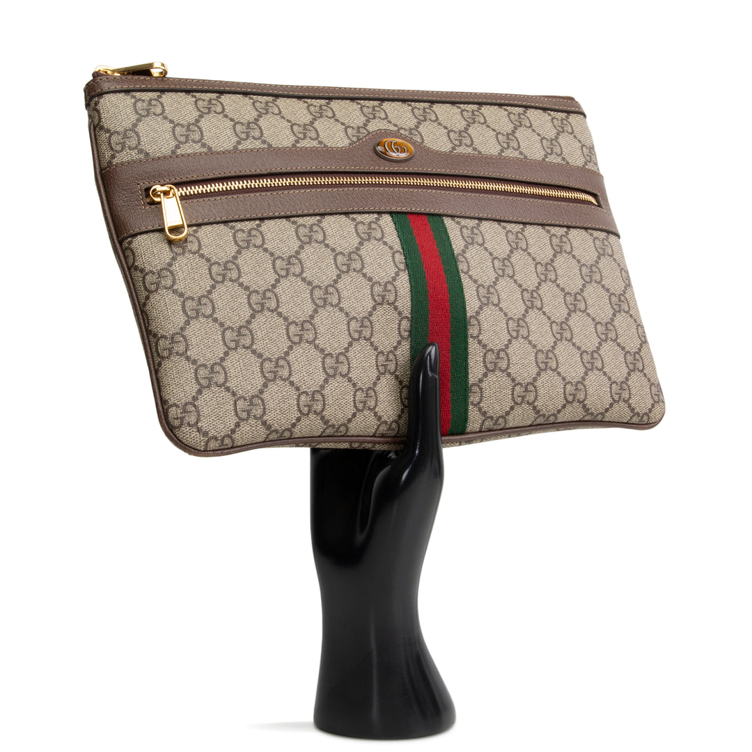 GUCCI GG Supreme Ophidia Pouch - Beige & Ebony