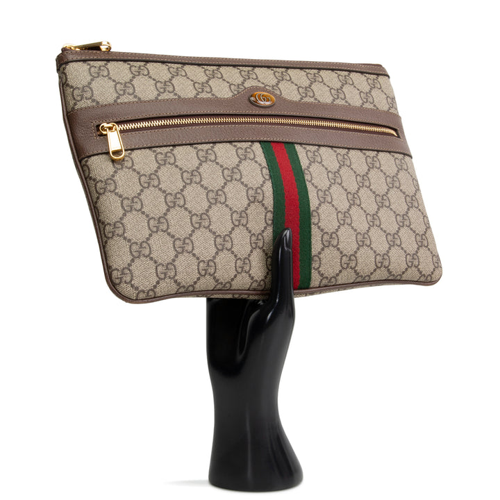 GUCCI GG Supreme Ophidia Pouch - Beige & Ebony