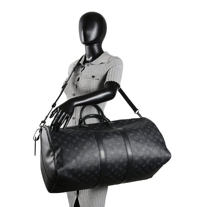 LOUIS VUITTON Monogram Eclipse Keepall Bandouliere 55