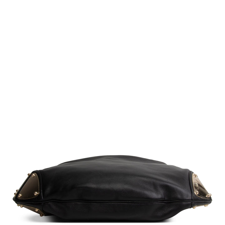 GUCCI Leather Indy Bamboo Shoulder Bag - Black OUTLET FINAL SALE