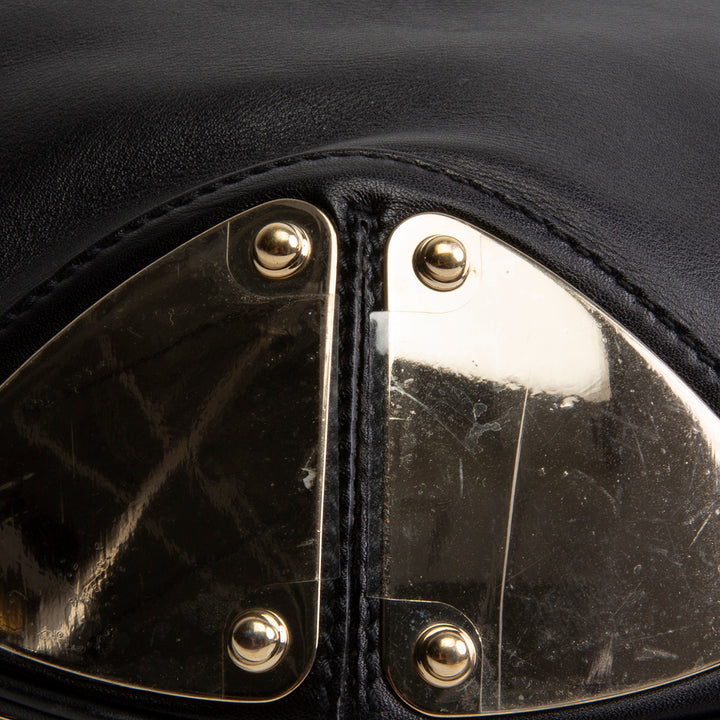 GUCCI Leather Indy Bamboo Shoulder Bag - Black OUTLET FINAL SALE