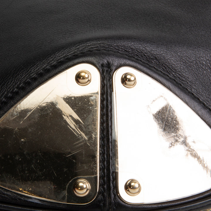 GUCCI Leather Indy Bamboo Shoulder Bag - Black OUTLET FINAL SALE