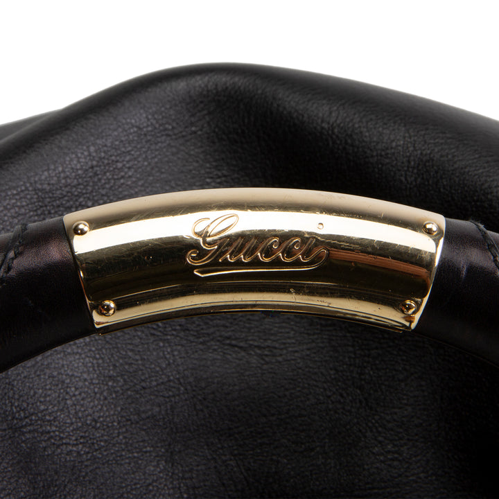 GUCCI Leather Indy Bamboo Shoulder Bag - Black OUTLET FINAL SALE