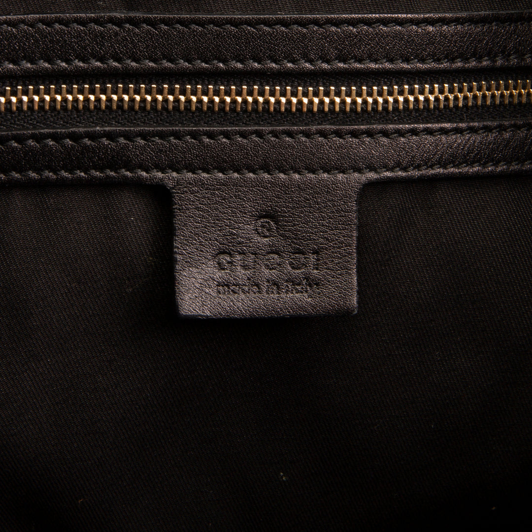 GUCCI Leather Indy Bamboo Shoulder Bag - Black OUTLET FINAL SALE