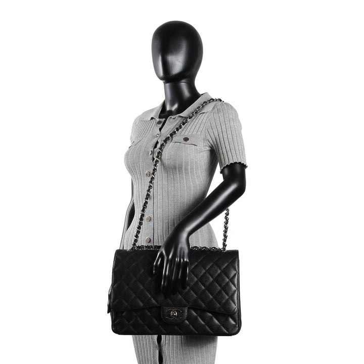Chanel Classic Caviar Maxi Double Flap Shoulder Bag