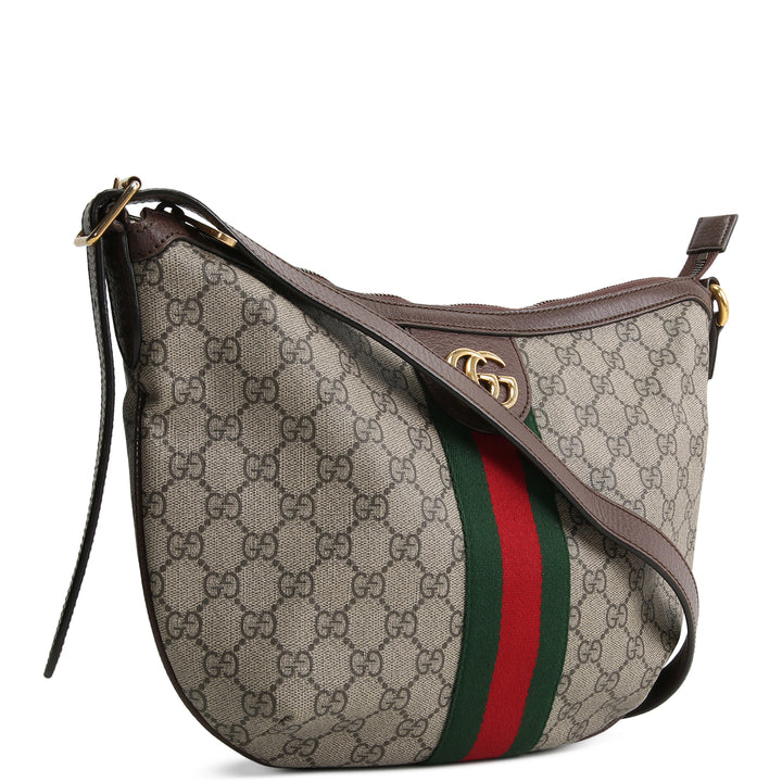 GUCCI GG Supreme Ophidia Halfmoon Hobo