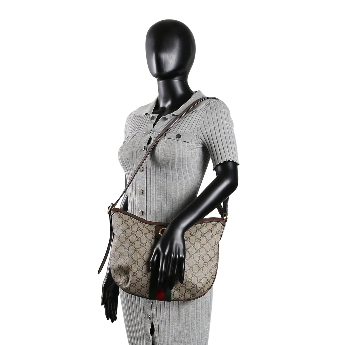 GUCCI GG Supreme Ophidia Halfmoon Hobo