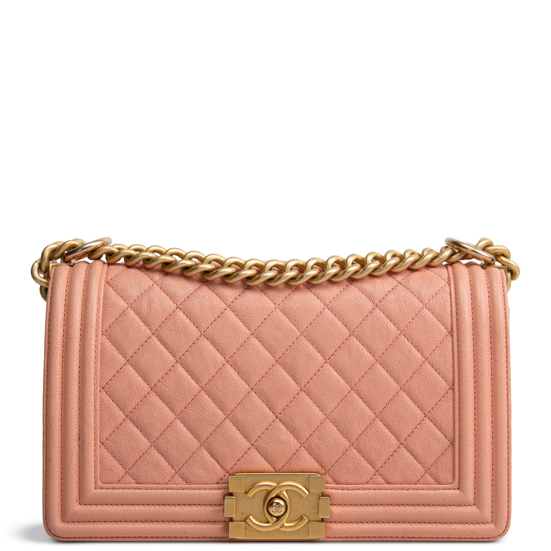 CHANEL Caviar Medium Boy Bag - Salmon OUTLET FINAL SALE