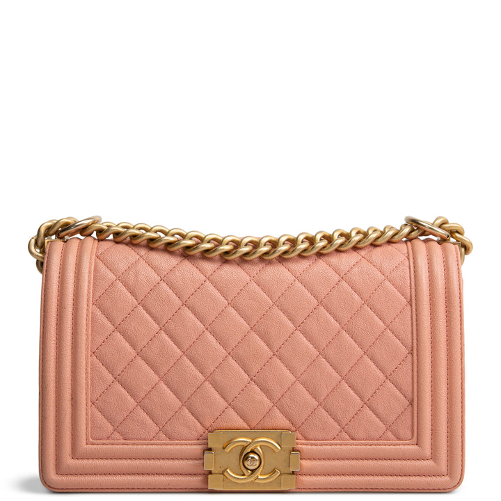 CHANEL Caviar Medium Boy Bag - Salmon OUTLET FINAL SALE