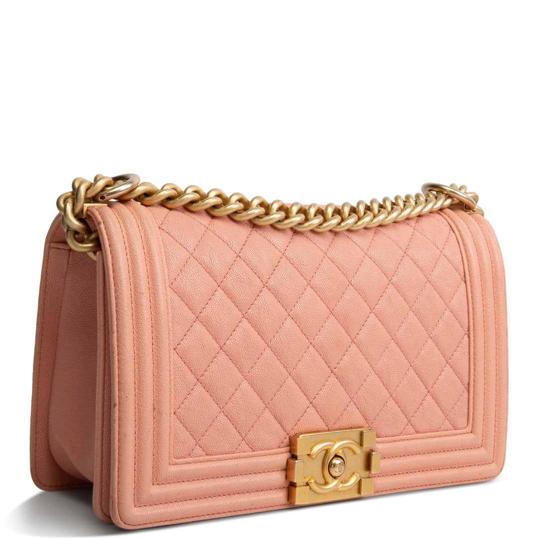 CHANEL Caviar Medium Boy Bag - Salmon OUTLET FINAL SALE