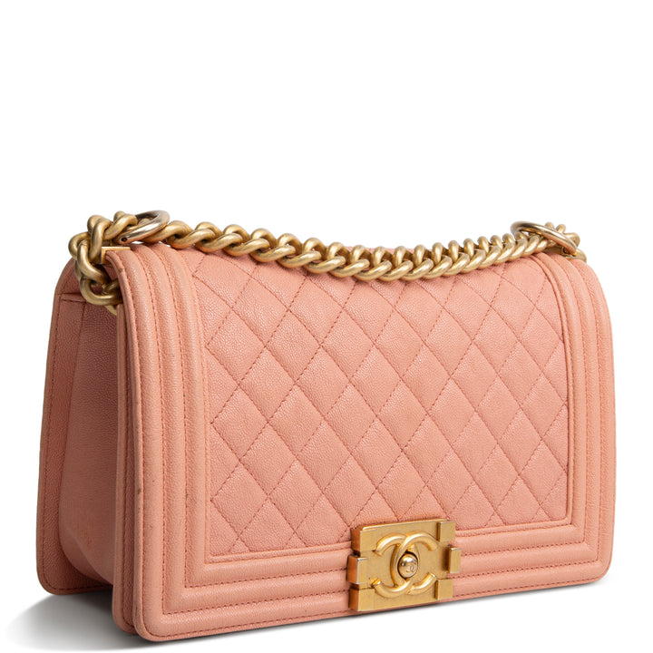 CHANEL Caviar Medium Boy Bag - Salmon OUTLET FINAL SALE