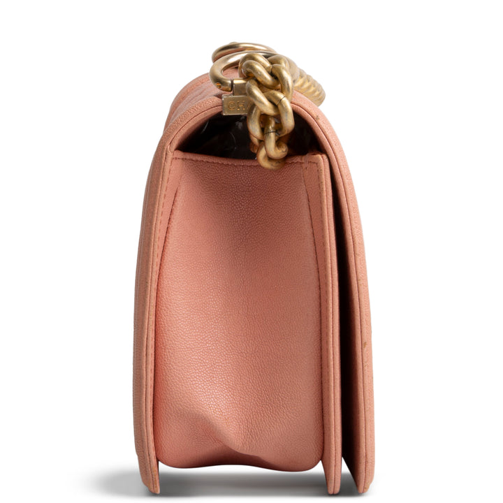 CHANEL Caviar Medium Boy Bag - Salmon OUTLET FINAL SALE