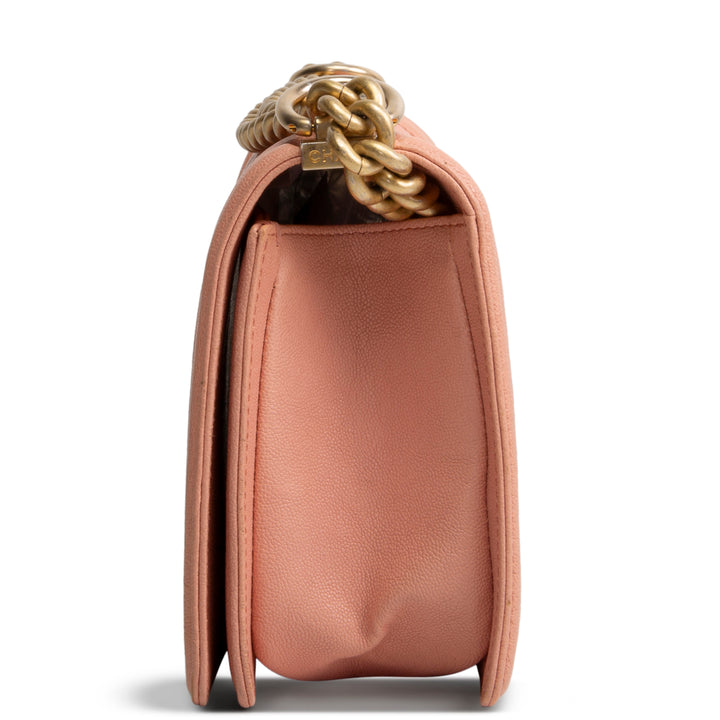 CHANEL Caviar Medium Boy Bag - Salmon OUTLET FINAL SALE