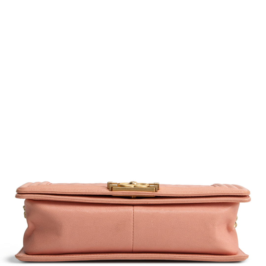 CHANEL Caviar Medium Boy Bag - Salmon OUTLET FINAL SALE