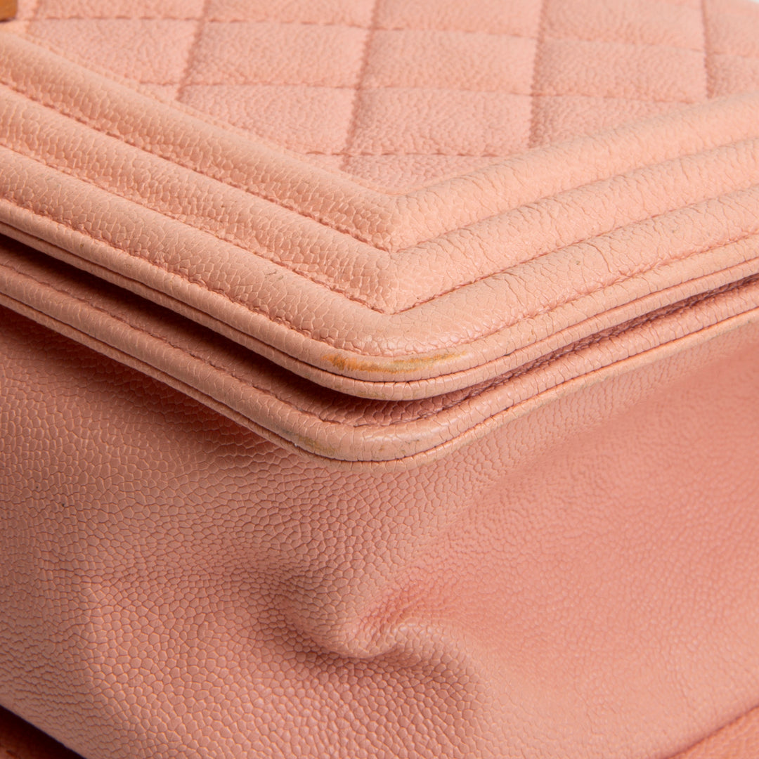 CHANEL Caviar Medium Boy Bag - Salmon OUTLET FINAL SALE