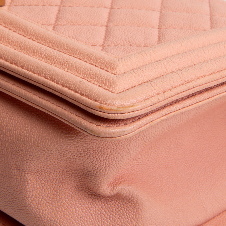 CHANEL Caviar Medium Boy Bag - Salmon OUTLET FINAL SALE