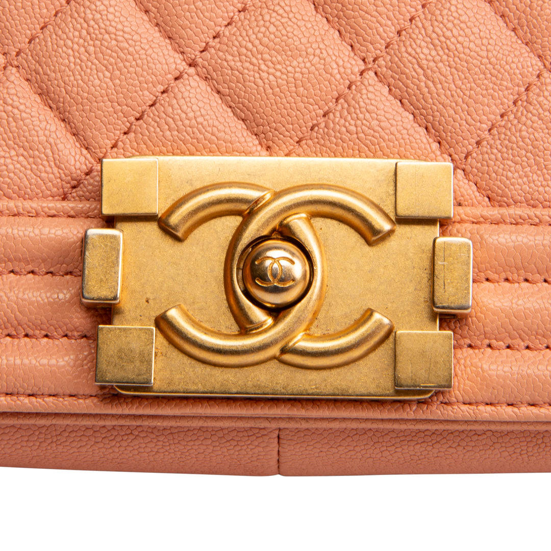 CHANEL Caviar Medium Boy Bag - Salmon OUTLET FINAL SALE