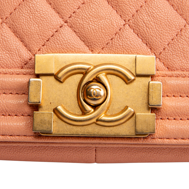 CHANEL Caviar Medium Boy Bag - Salmon OUTLET FINAL SALE