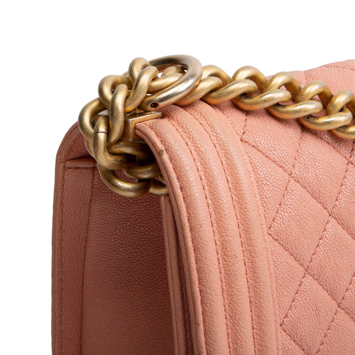 CHANEL Caviar Medium Boy Bag - Salmon OUTLET FINAL SALE