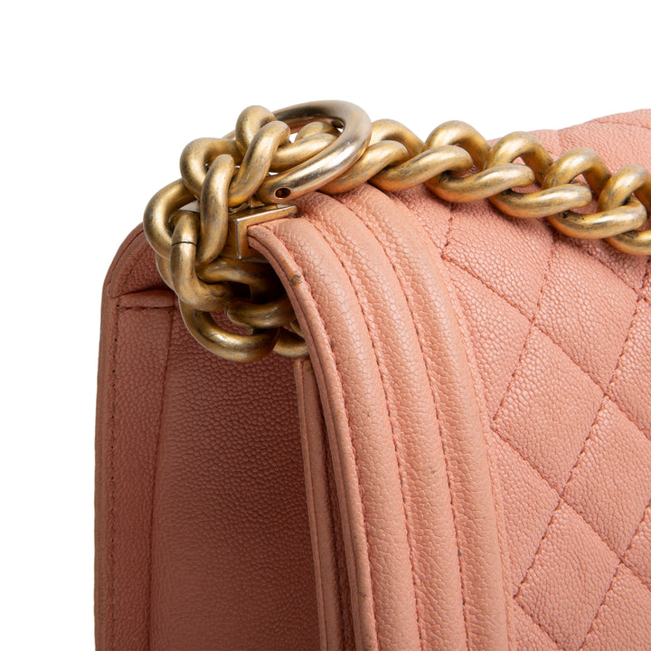 CHANEL Caviar Medium Boy Bag - Salmon OUTLET FINAL SALE