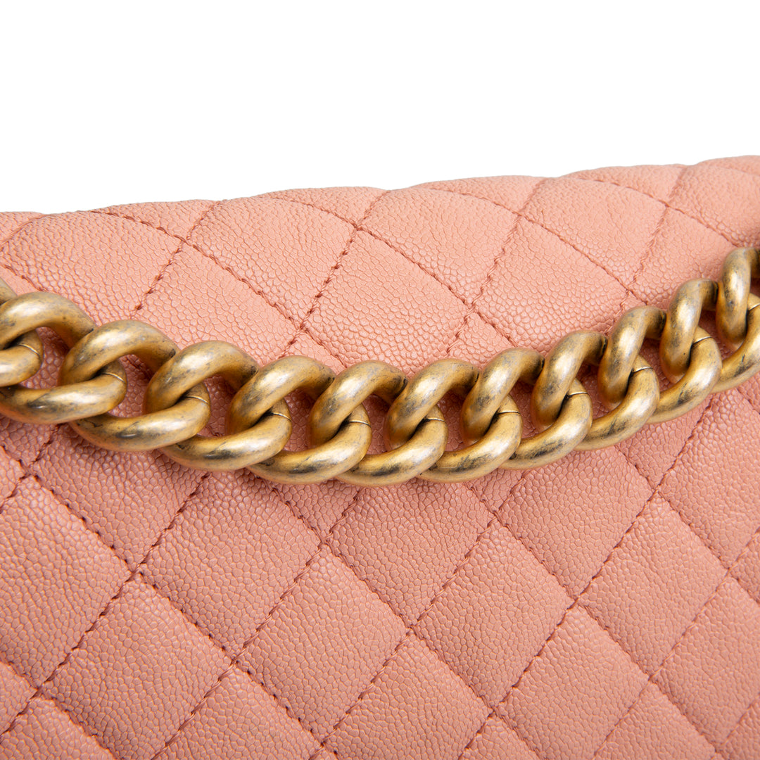 CHANEL Caviar Medium Boy Bag - Salmon OUTLET FINAL SALE