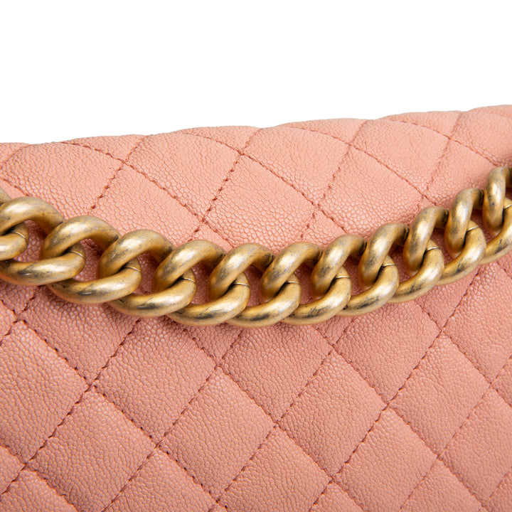 CHANEL Caviar Medium Boy Bag - Salmon OUTLET FINAL SALE