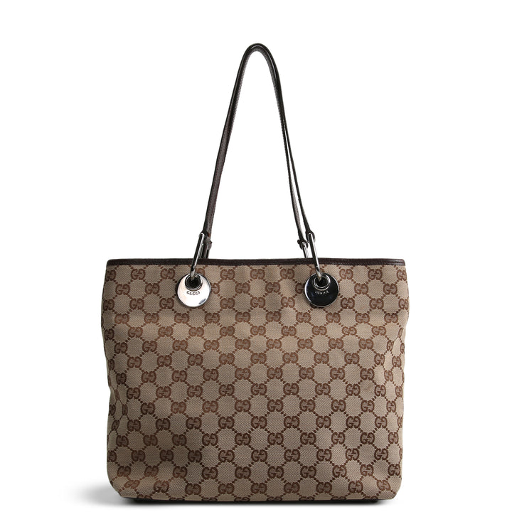 GUCCI GG Canvas Small Eclipse Tote - Beige &amp; Ebony