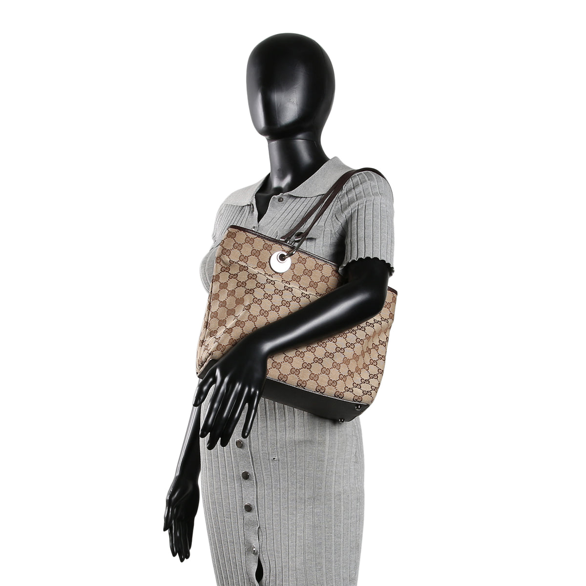 GUCCI GG Canvas Small Eclipse Tote - Beige &amp; Ebony