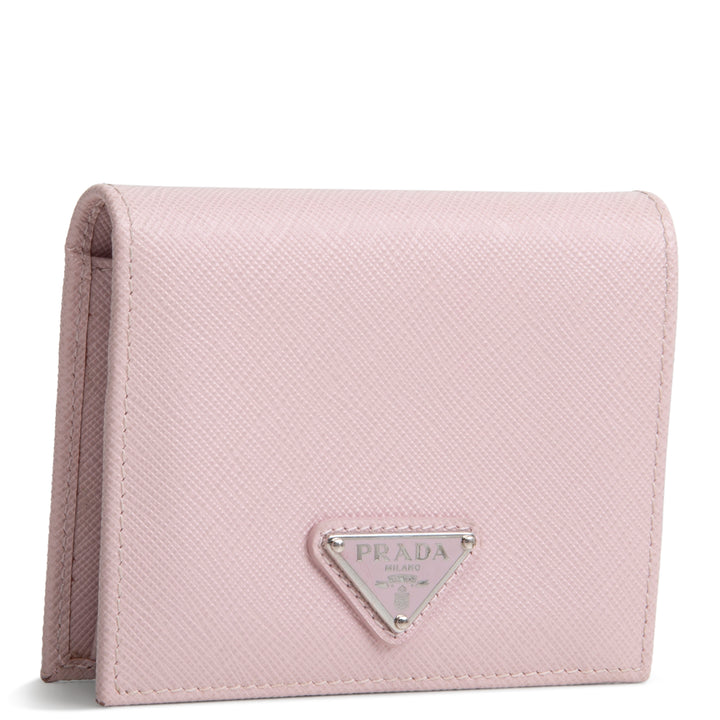 PRADA Saffiano Compact Wallet - Baby Pink