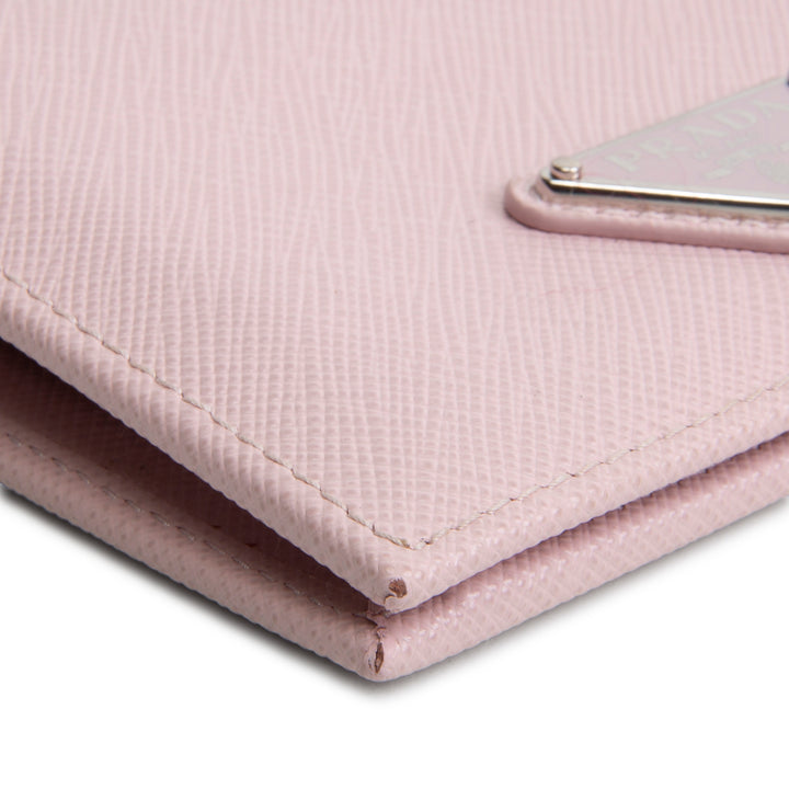 PRADA Saffiano Compact Wallet - Baby Pink