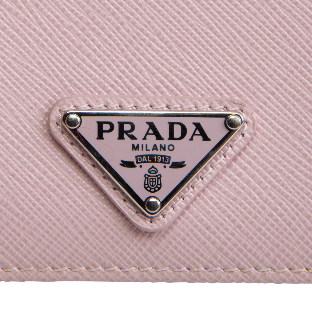 PRADA Saffiano Compact Wallet - Baby Pink