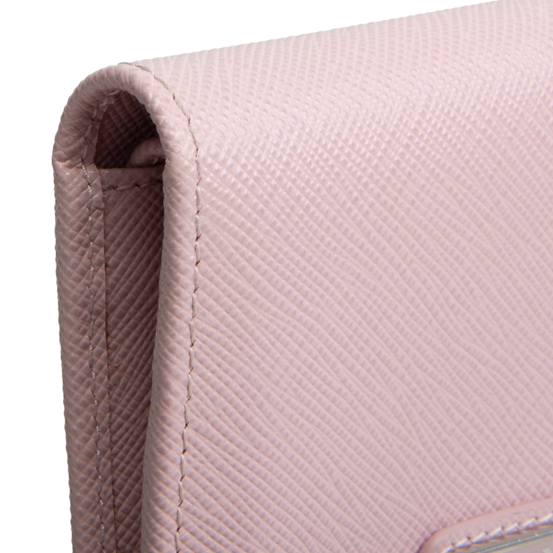 PRADA Saffiano Compact Wallet - Baby Pink