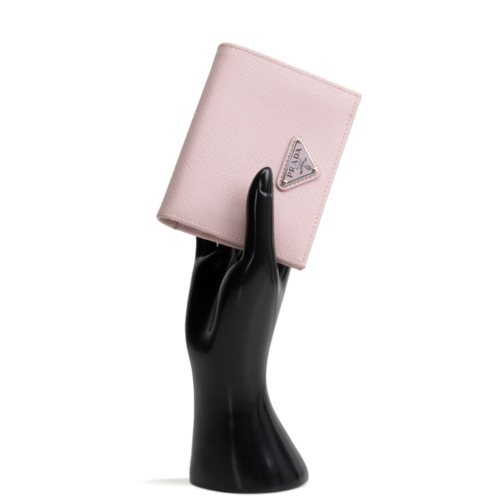 PRADA Saffiano Compact Wallet - Baby Pink