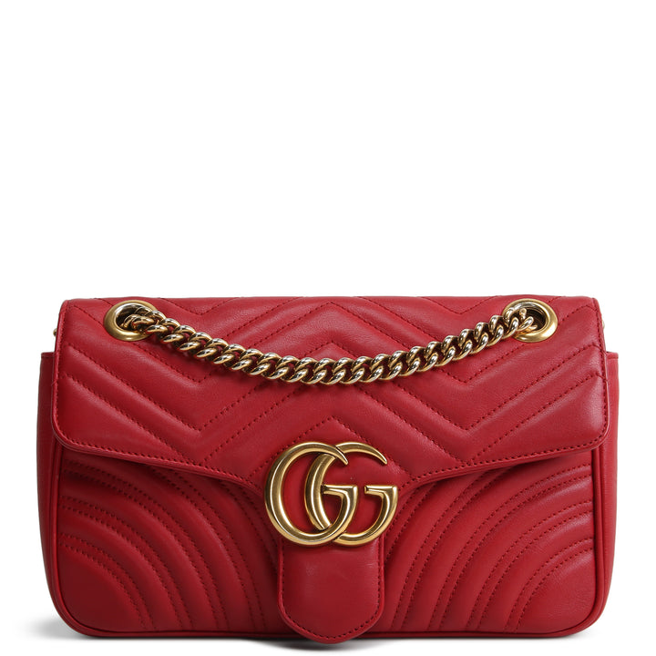 GUCCI Matelasse Small GG Marmont - Red