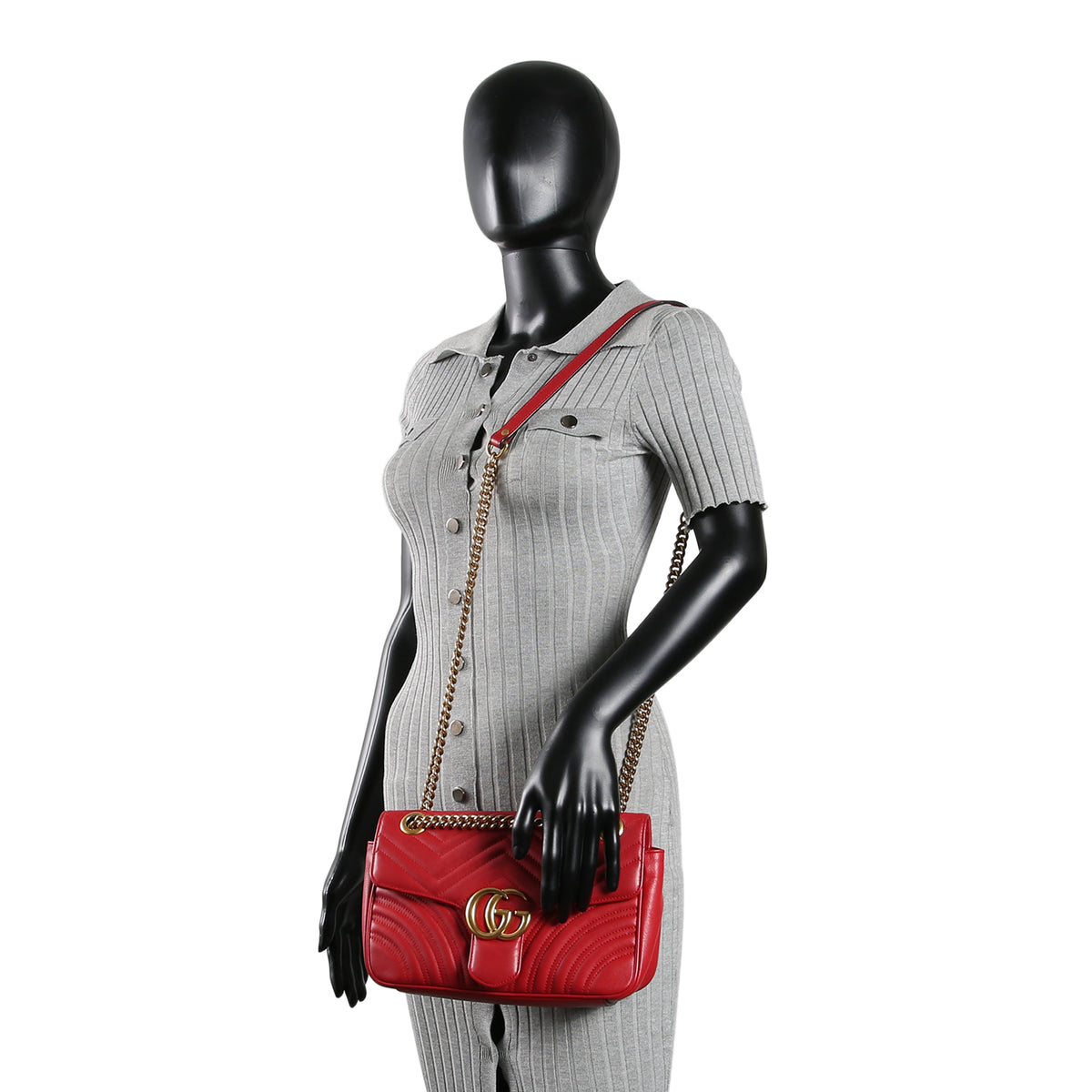 GUCCI Matelasse Small GG Marmont - Red