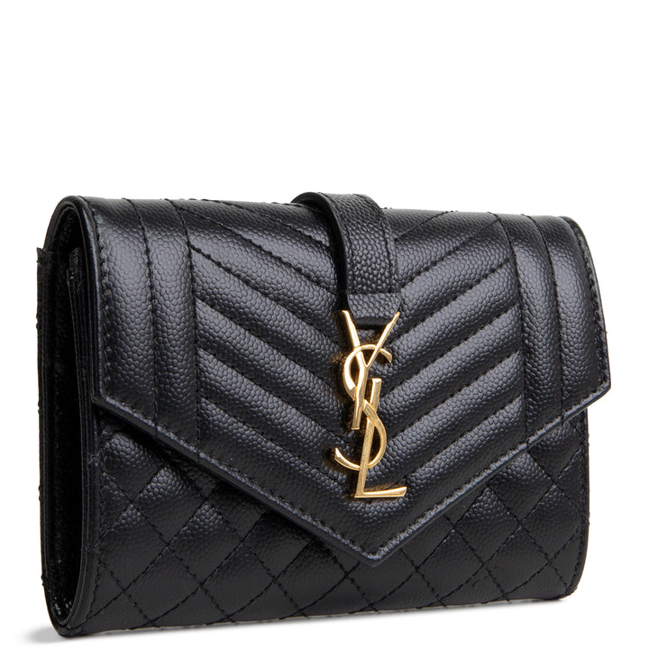 SAINT LAURENT Triquilt Envelope Compact Wallet