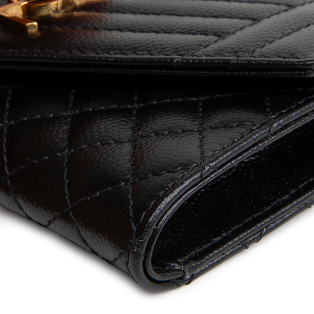 SAINT LAURENT Triquilt Envelope Compact Wallet
