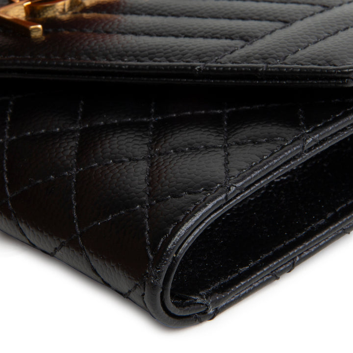 SAINT LAURENT Triquilt Envelope Compact Wallet