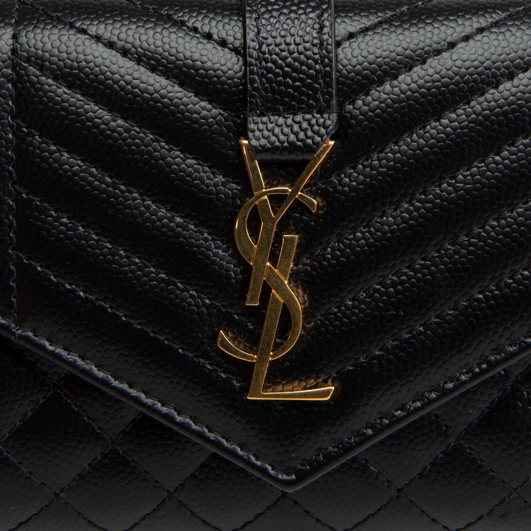 SAINT LAURENT Triquilt Envelope Compact Wallet