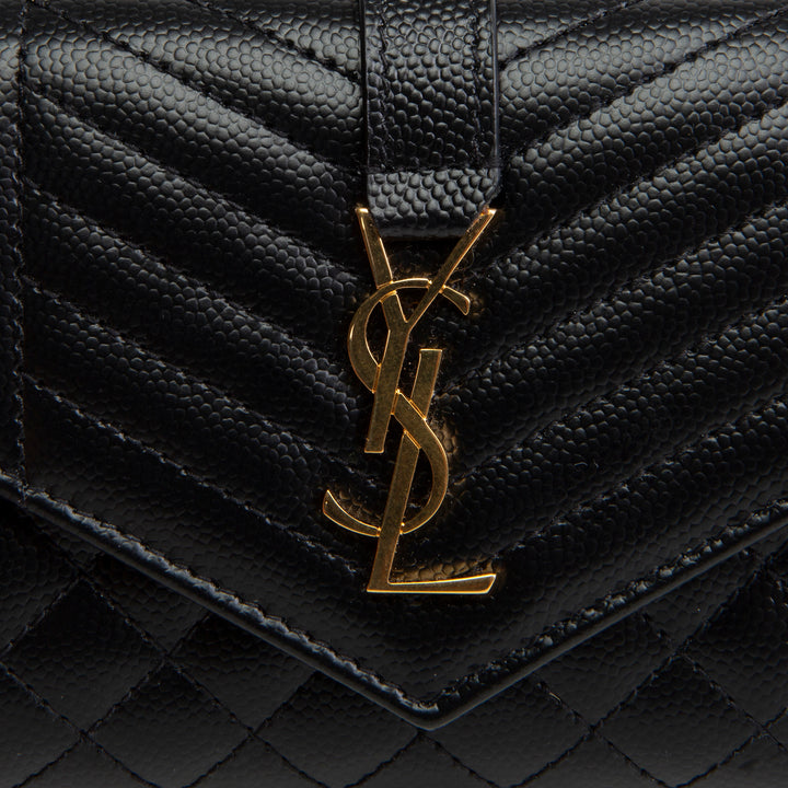 SAINT LAURENT Triquilt Envelope Compact Wallet