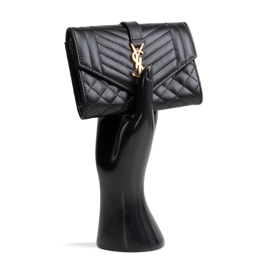 SAINT LAURENT Triquilt Envelope Compact Wallet