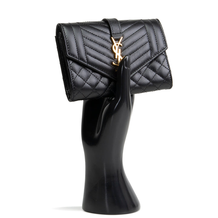 SAINT LAURENT Triquilt Envelope Compact Wallet